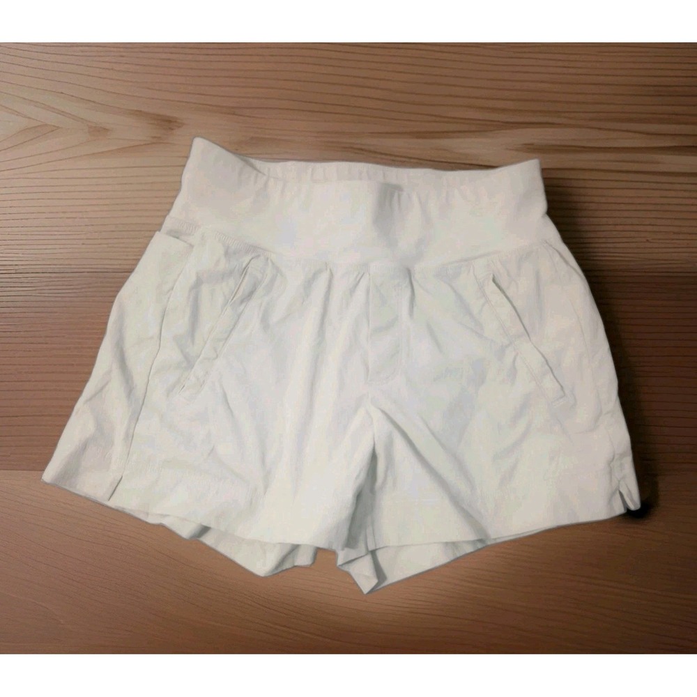 Athleta Trekkie North Outdoor Shorts Womens 0 Tan Pull-On Hiking Zip Pockets